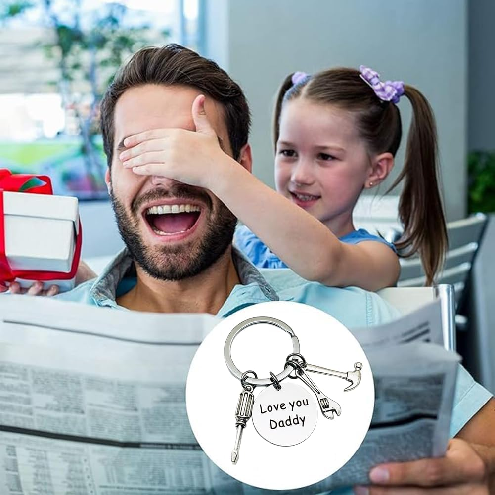 Keychain,Fathers Day Birthday Gifts for Father Dad, with Engraving 'LOVE YOU Daddy' for Best Dad Daddy Christmas Presents for Father Man'S Keychain image number 4