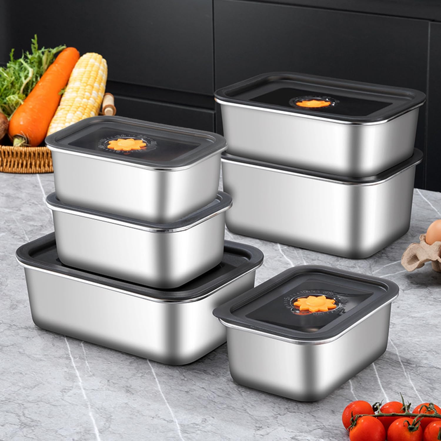 3 PACK 3000ML 316 Stainless Steel Food Storage Containers Set with Lid, Dishwasher Safe Freezer Safe Leakproof Portable Meal Prep Containers Pet Food Container image number 4
