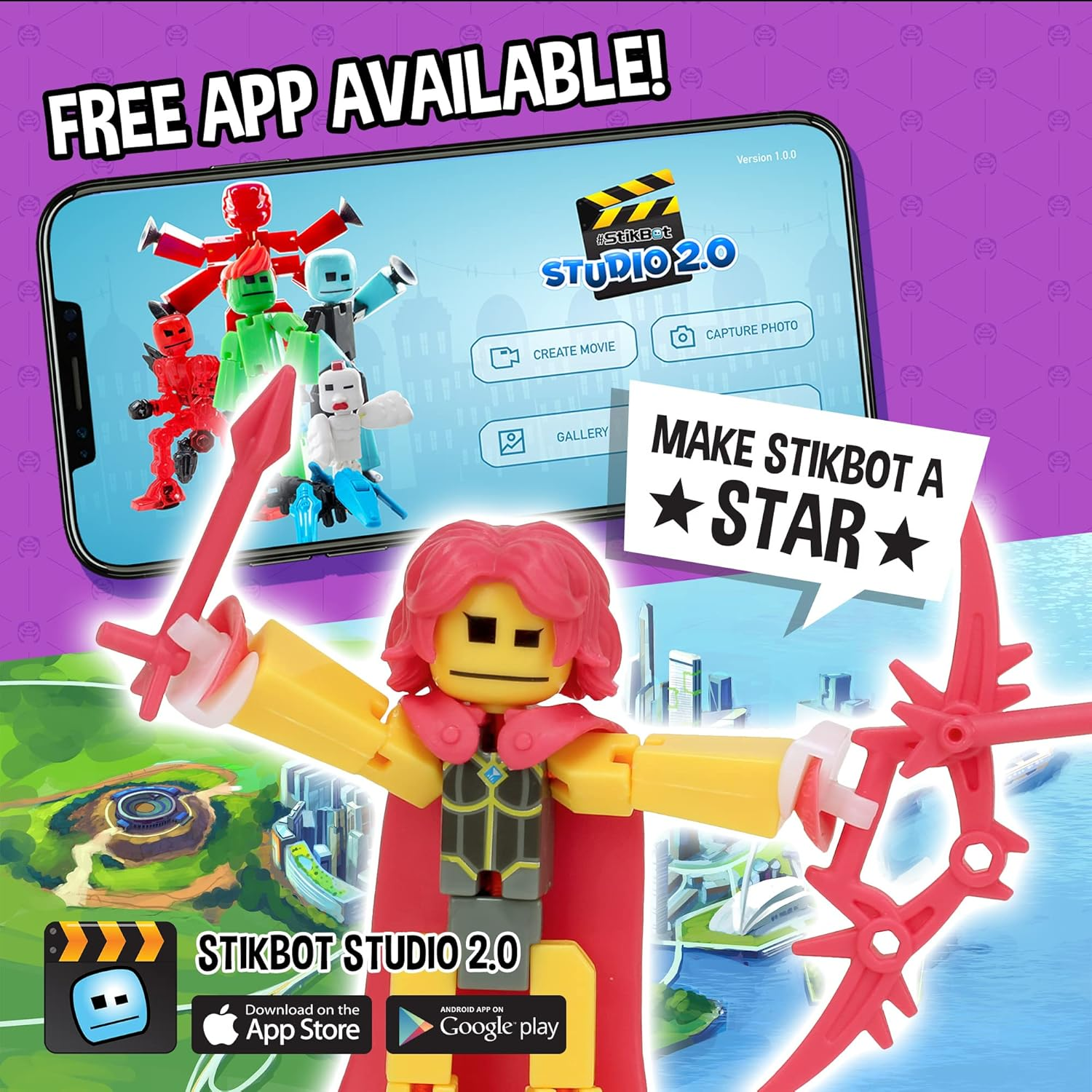 Zing Stikbot Legendz Series 1 - Includes Valor, Ruebell, Dominus and Raze Oni - Collectible Action Figures and Accessories, Stop Motion Animation, Ages 4 and Up image number 3