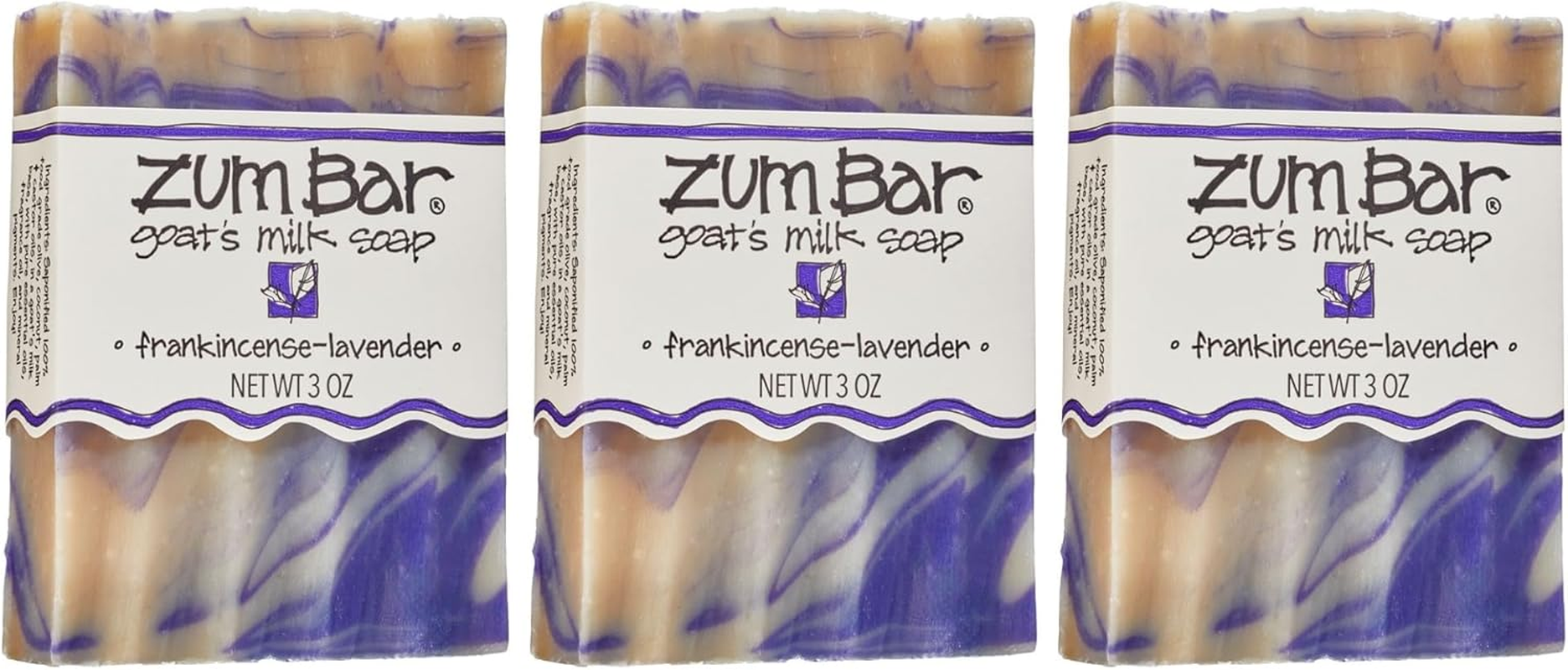Indigo Wild Zum Goat'S Milk Soap Bar - Bar Soap for Hands & Body Made with Essential Oils - 3 Oz - Frankincense-Lavender (3 Pack) image number 1