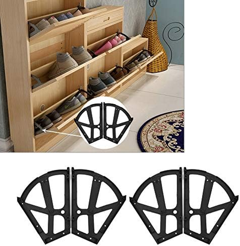 Yosoo123 4Pcs/Set Shoes Drawer Hinge Home Furniture Cabinet Hinge Flip Plate Frame Turning Rack Accessory Household Shoe Organizer for Bedroom Living Room image number 5