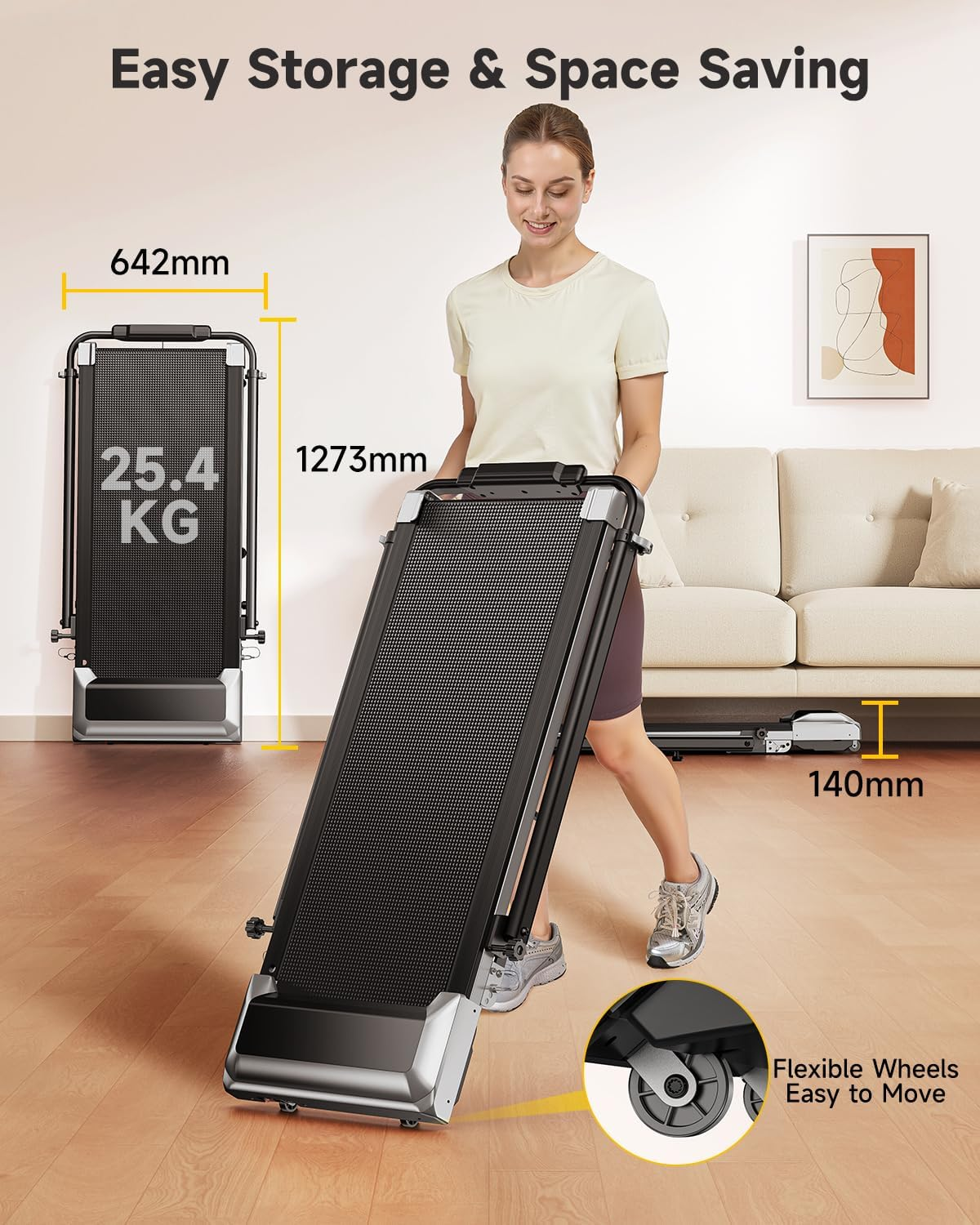 TOPUTURE Walking Pad Treadmill with 12% Incline, 6 in 1 Folding Treadmill with Adjustable Handle Bar for Home/Office, under Desk Treadmills Portable Walking Pad with App, Mute, Remote image number 1