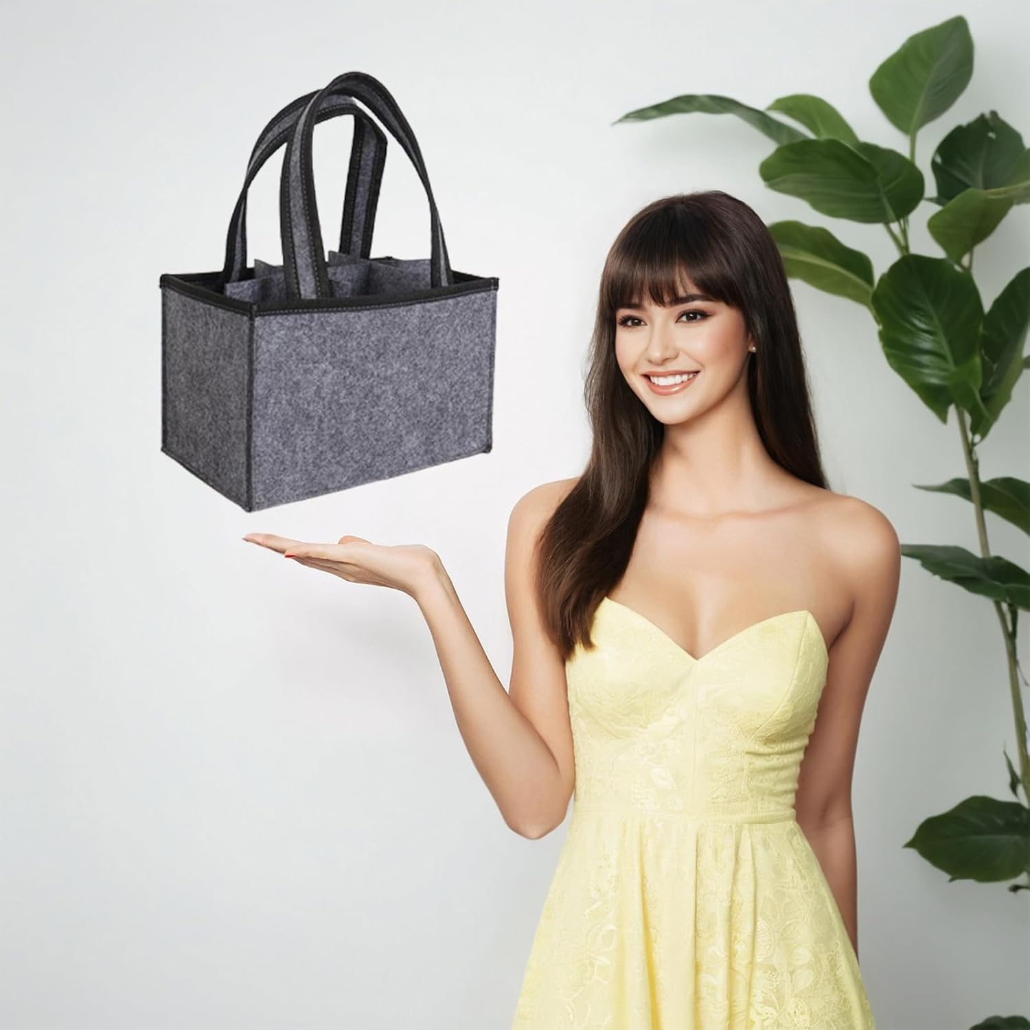 Portable Felt Wine Tote Bag for 6 Bottles - Durable Divider Design - Reusable Wine Storage Carrier for Picnics, Camping, Travel & Parties - 24X15X15Cm image number 4