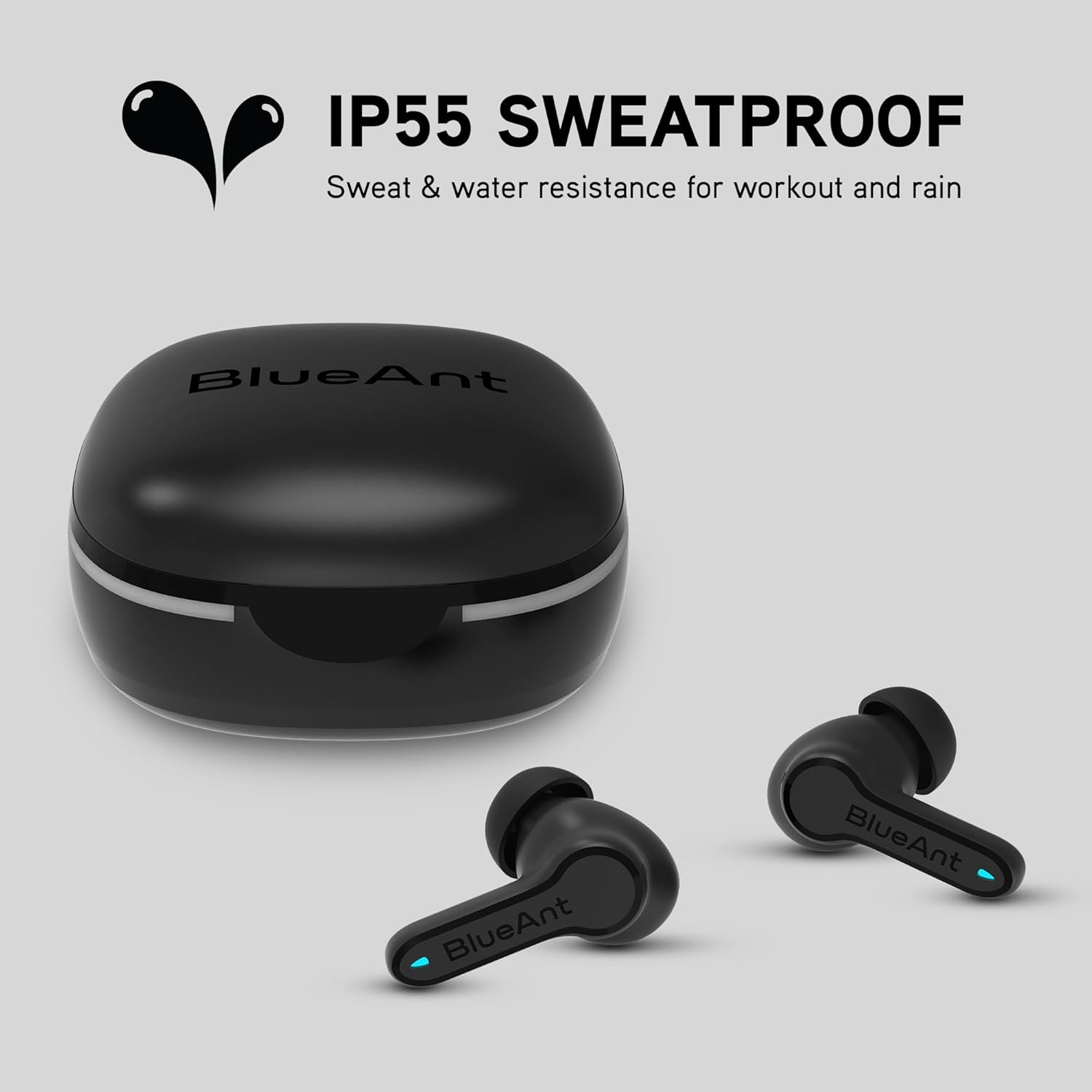 Blueant Pump Air ANC2 True Wireless Bluetooth Earbuds, Active Noise Cancelling with Transparency Mode, Big Bass Sound, Clear Calls, All-Day Battery, Sweatproof In-Ear Design, Black - White image number 7