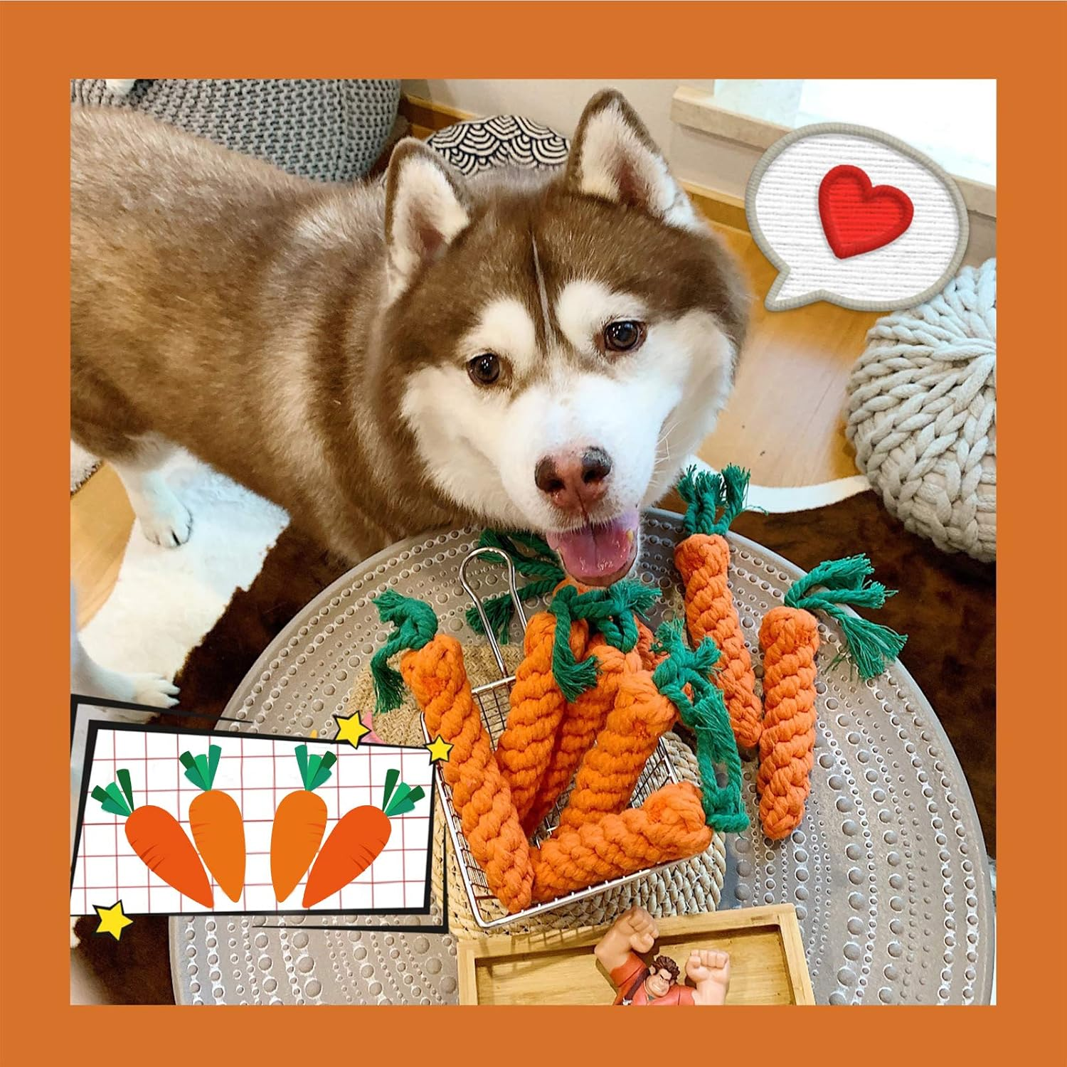 MEKEET Dog Puppy Boredom Rope Toy, 2 Pack Cotton Natural Teeth Cleaning Chew Rope Dogs Ball Knot Training Toy Small Dogs Toy