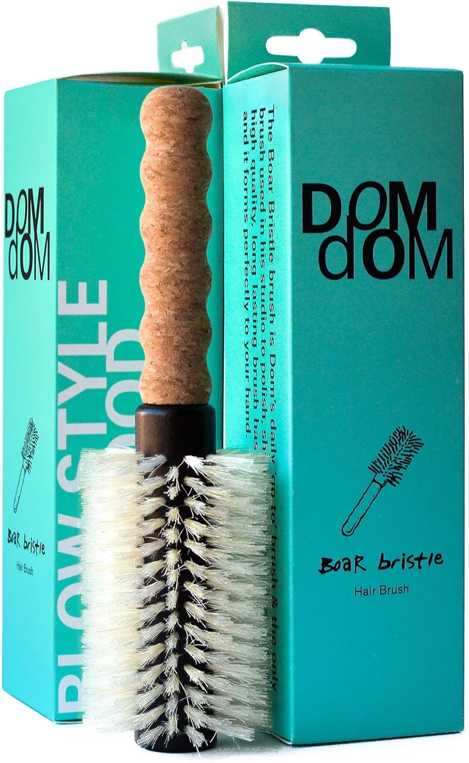 Nylon Boar Bristle Hair Brush - round Blowout Brush, Medium 2.3" Barrel, anti Static, Cork Comfort Grip Handle image number 1