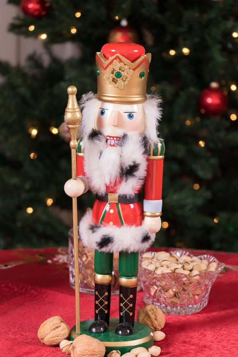 Traditional Wooden Nutcracker King by Clever Creations Sceptre and Crown Festive Christmas Decor 36Cm Tall Perfect for Shelves and Tables image number 3