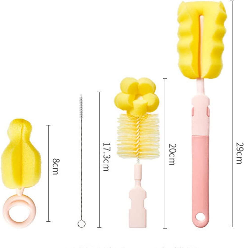 Baby Bottle Cleaner Brush, Non-Slip Long Handle Bottle Cleaning Brush, Feeding Bottle Cleaning Brush, Nipple Cleaner, Straw Cleaning Brush, Sponge Brush, Kitchen Washing Kit image number 1