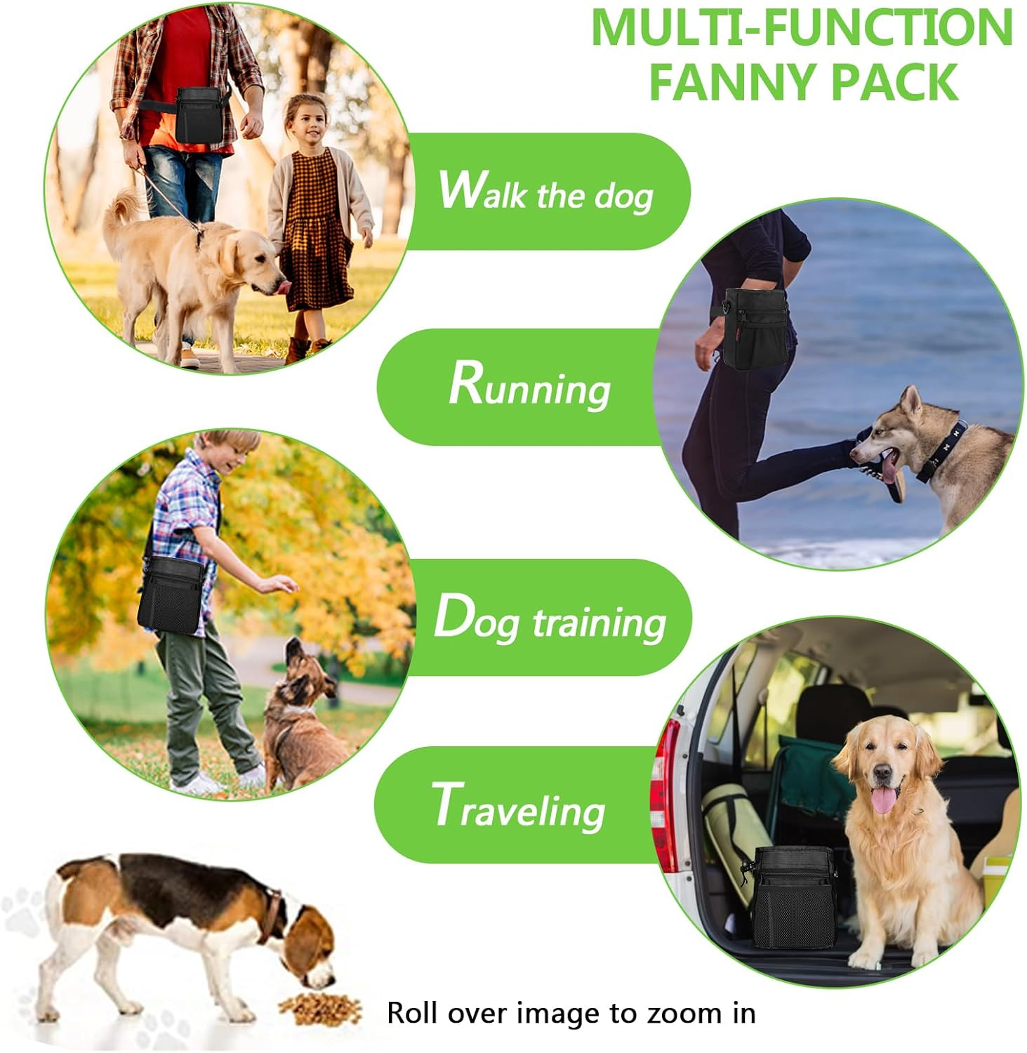 Kissleaf Dog Treat Pouch with Magnetic Closure, Treat Pouches for Pet Training, Large Dog Treat Training Pouch and Dog Clicker, Dog Training Treat Pouch Built-In Poop Bag Dispenser, Hands-Free Snack image number 5