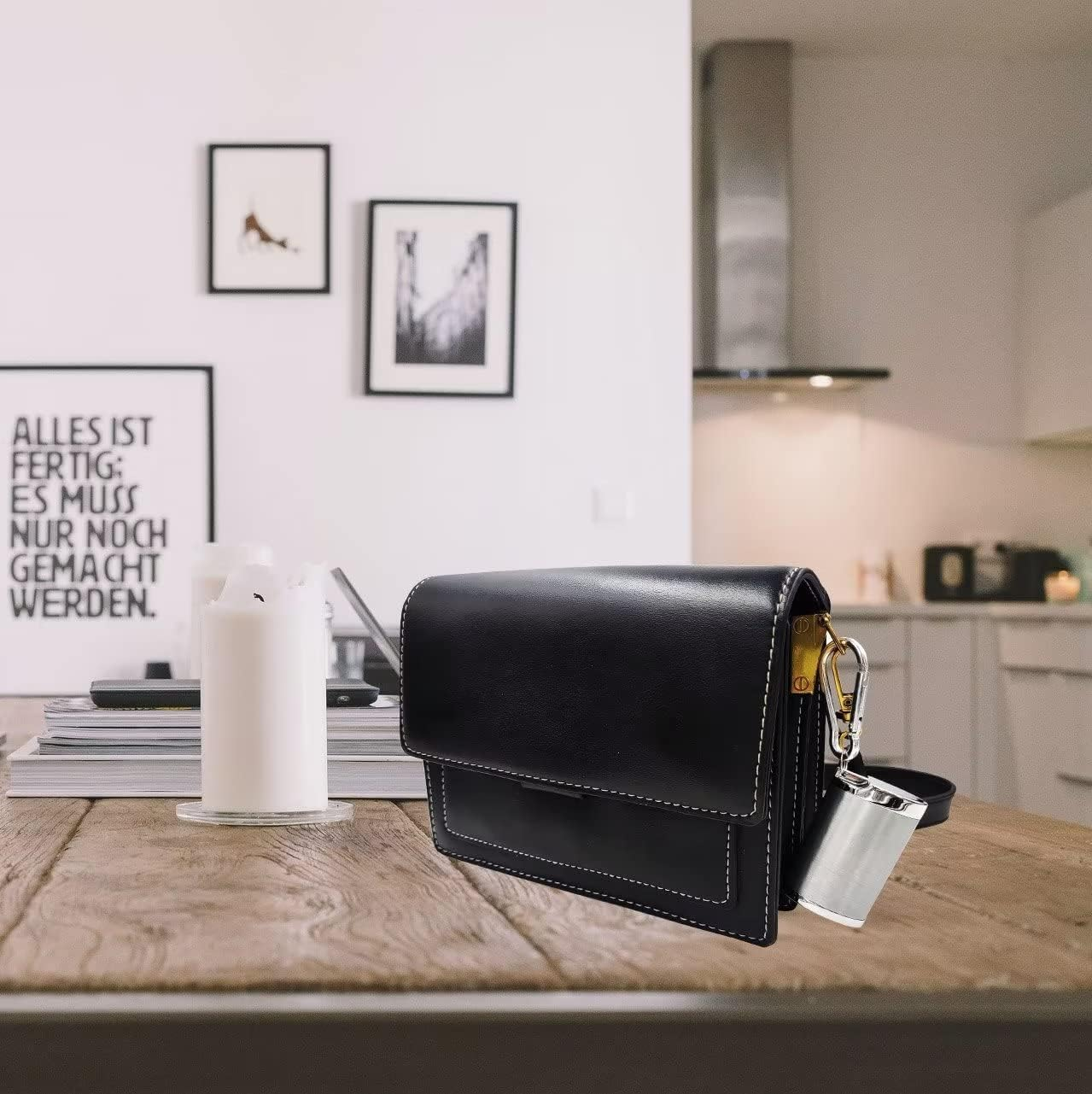 Hourwof Metal Portable Ashtray with Lid,Outdoor Pocket Ashtray for Cigarettes,Travel Ash Trays with Keychain,Oval Silver - Green image number 6