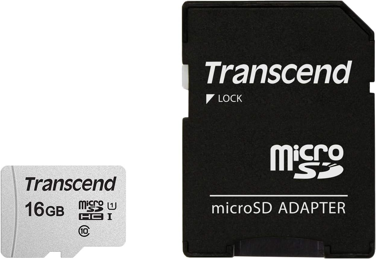 Transcend Transcend 16GB Microsd W/Adapter UHS-I U1 (TS16GUSD300S-A), (TS16GUSD300S-A)