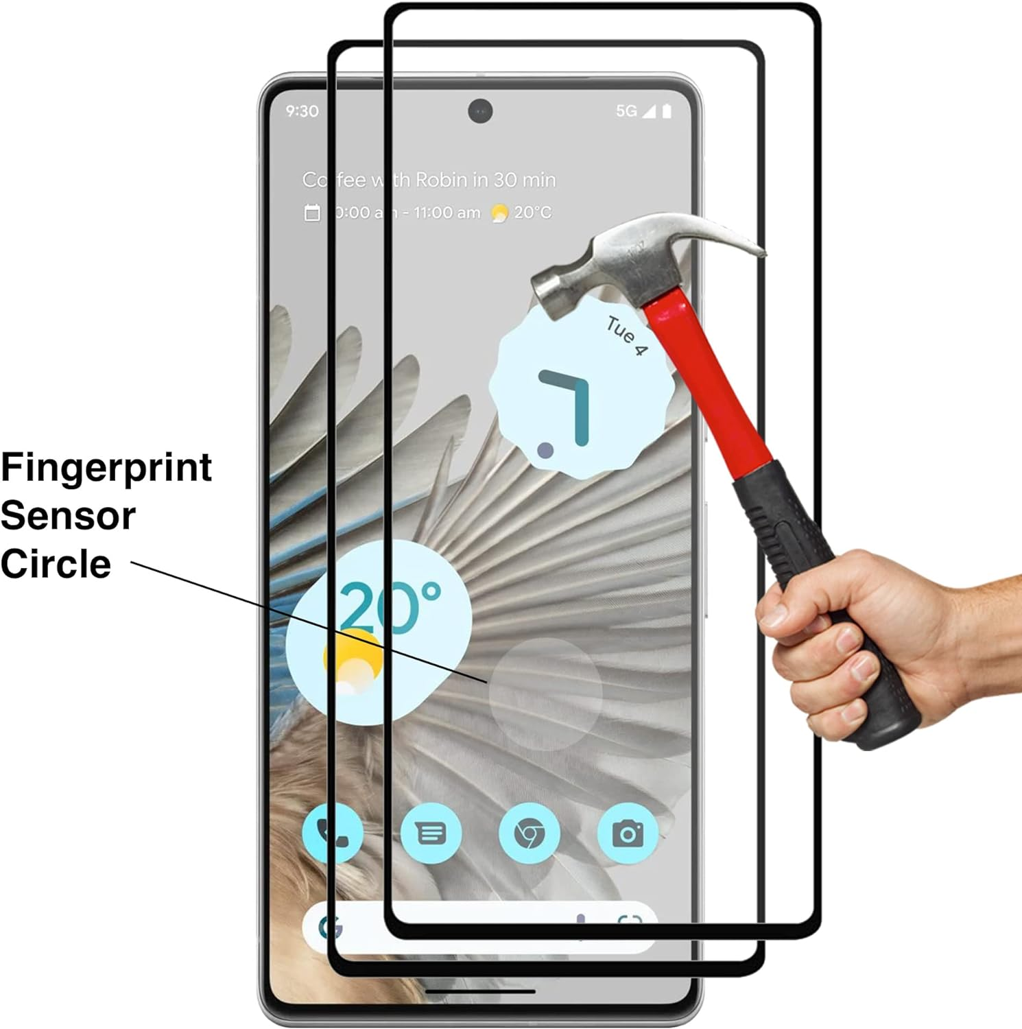 MEZON [2 Pack] Full Coverage Tempered Glass for Google Pixel 7 Pro (6.7") - Crystal Clear Premium 3D Edge 9H HD Screen Protector (Pixel 7 Pro, 9H Full) image number 4