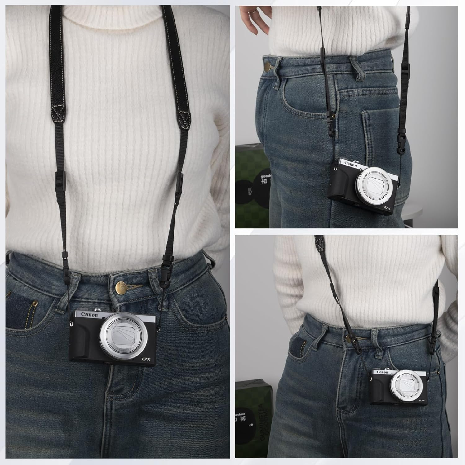 VOVMOEYA Camera Neck Strap,G7X MARK III Body Strap PU Shoulder Adjustable Strap for Photographers for Fujifilm/For Nikon/For Canon/For Sony/For Minolta/For Panasonic/Slr/Dslr Cameras Texture