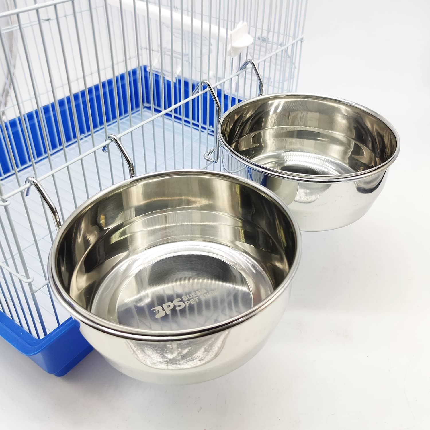 2 X Stainless Steel Food Bowl with Hook Food Container 4 Sizes Pendant for Bird Parrot Small Dog (For Cat) BPS-11131 * 2 - Cat image number 4