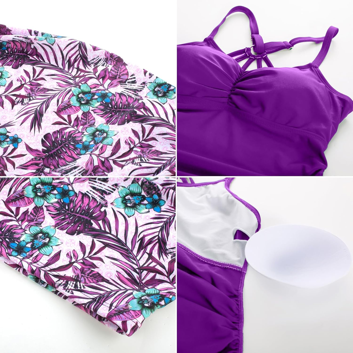 Maacie Maternity Tankini Swimsuits Tankini Top Bikini Top Boyshorts Set 3 Pieces