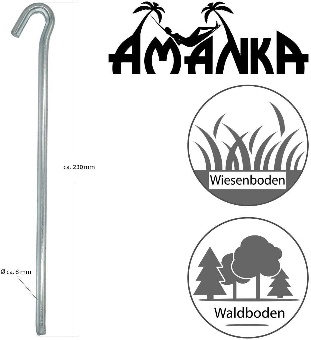 AMANKA Indestructible 5 Triangular Tent Pegs XL Pegs 230 X 6 Mm Ground Anchor Camping Tent Nails Robust Galvanised - Pack Of 10 V-Profile image number 2