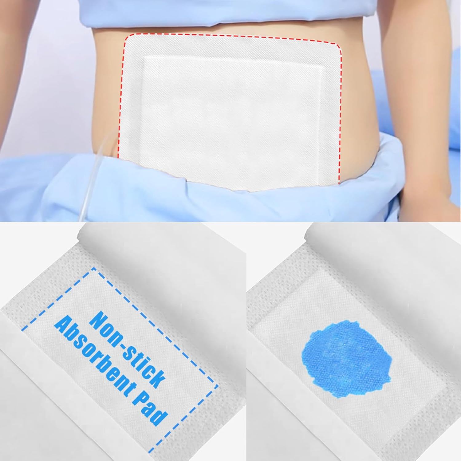Extra-Large Breathable Wound Dressings Pads 25Cmx25Cm (6-Pack),Sterile Individually Wrapped Dressing Patches, Non-Stick Wound Care for Burns, Ulcers,Post-Surgery image number 4