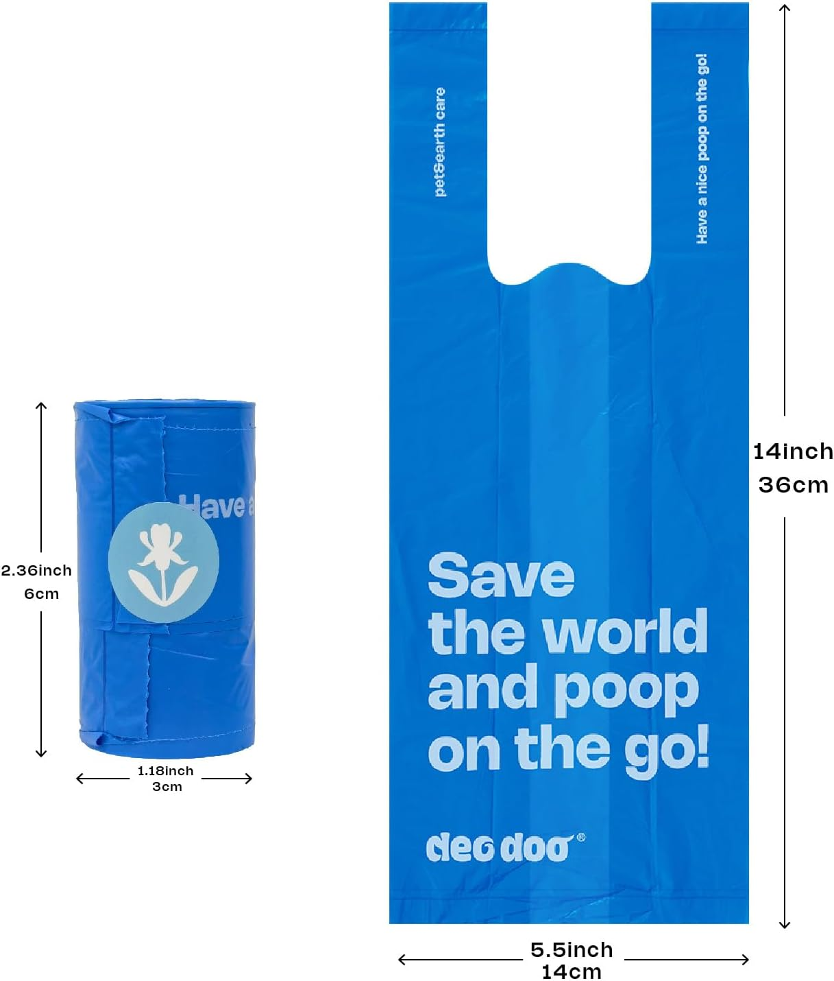 Deo Doo Dog Poop Bags with Handles 9 Rolls 108 Counts Big Sizes Leak Proof and Extra Thick Waste Bags Refill Rolls for Walking Small Medium Large Dogs Cats Litter with Holder Iris Scented image number 3