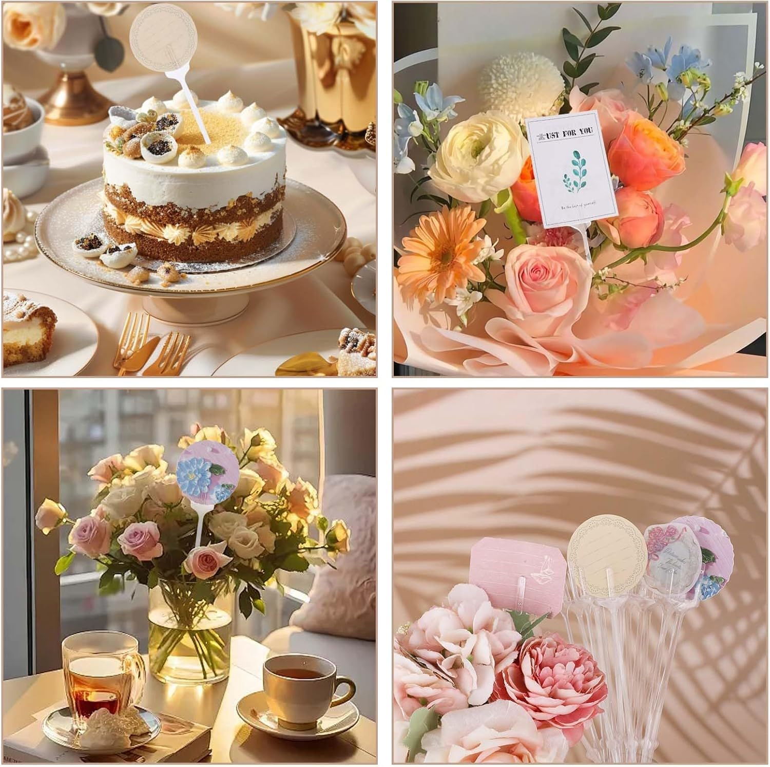 Plastic Flower Card Holder Clips, 80Pcs Clear Straight Head Picks for Photos, Names, Place Cards - Floral Picks Stick for Flower Arrangements image number 5