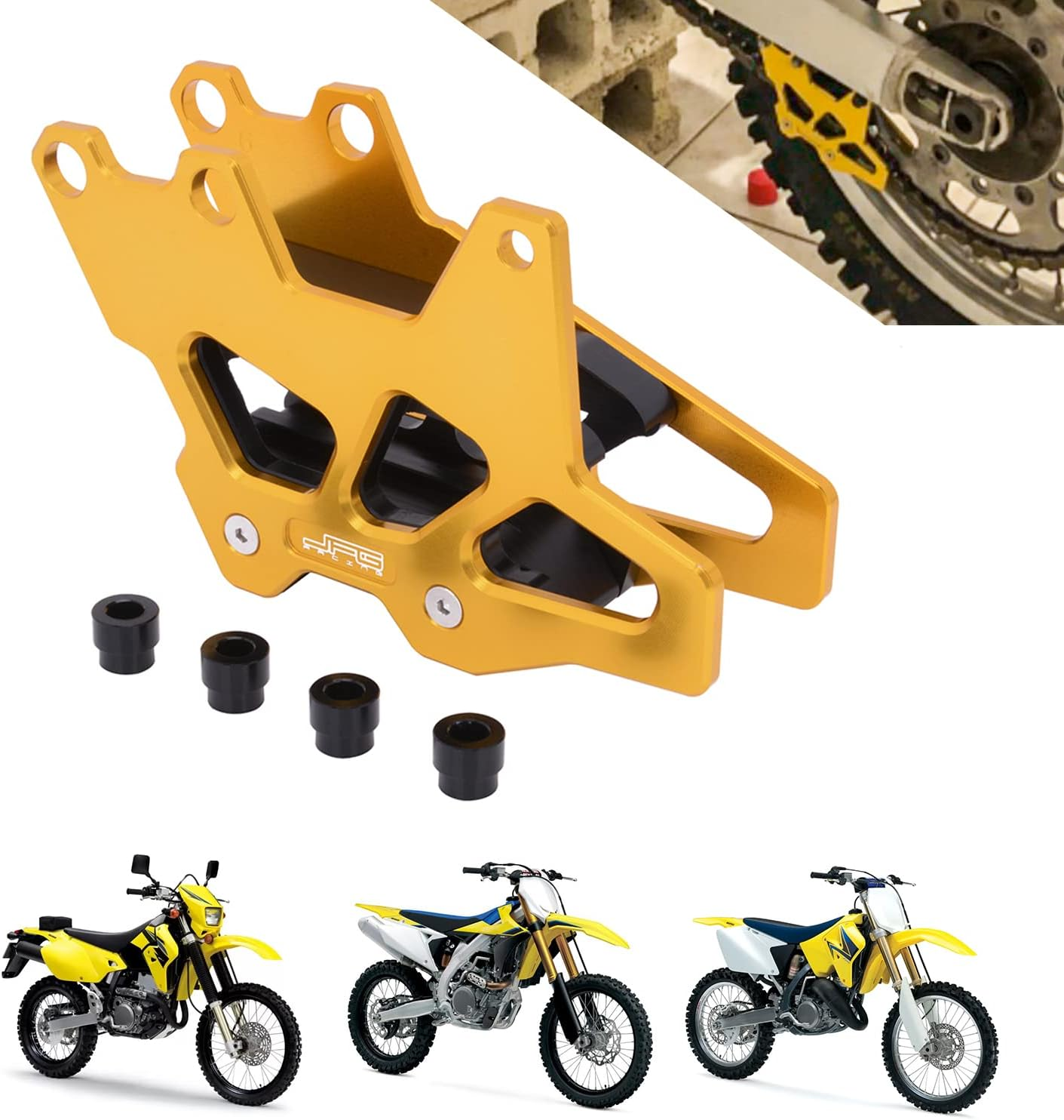 Anxin Motorcycle Chain Guide Guard Protection CNC for DRZ400 DRZ400E DRZ400S DRZ400SM DRZ250 RM125 RM250 RMZ250 RMZ450 RMX450Z Gold