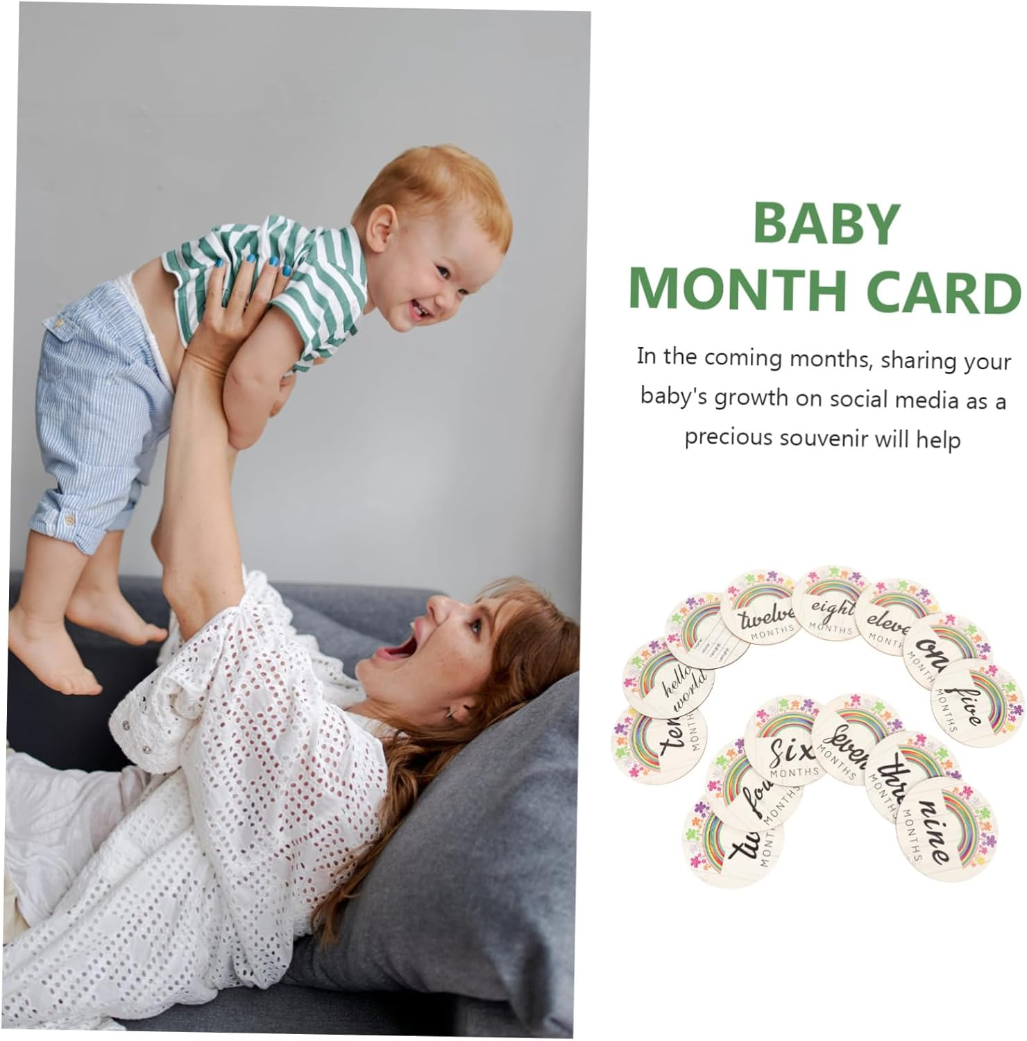 14Pcs Wooden Monthly Milestone Cards for Newborns Year Gifts Milestone Cards Supplies