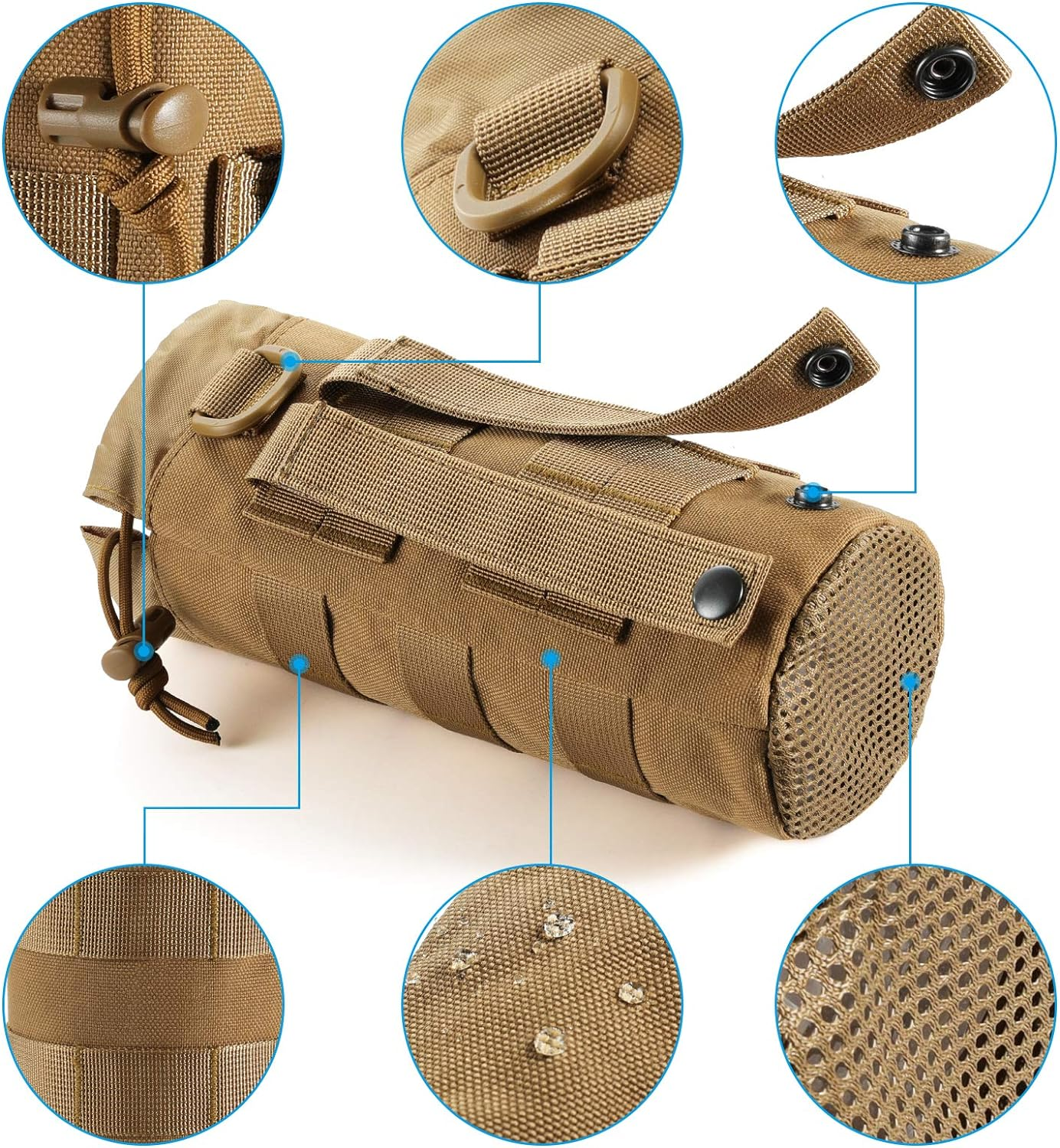 2 Pack Tactical Molle Gear Pouches, Military Back Pouch, Attachments Waterproof Small Utility Pouch (ACU) image number 2