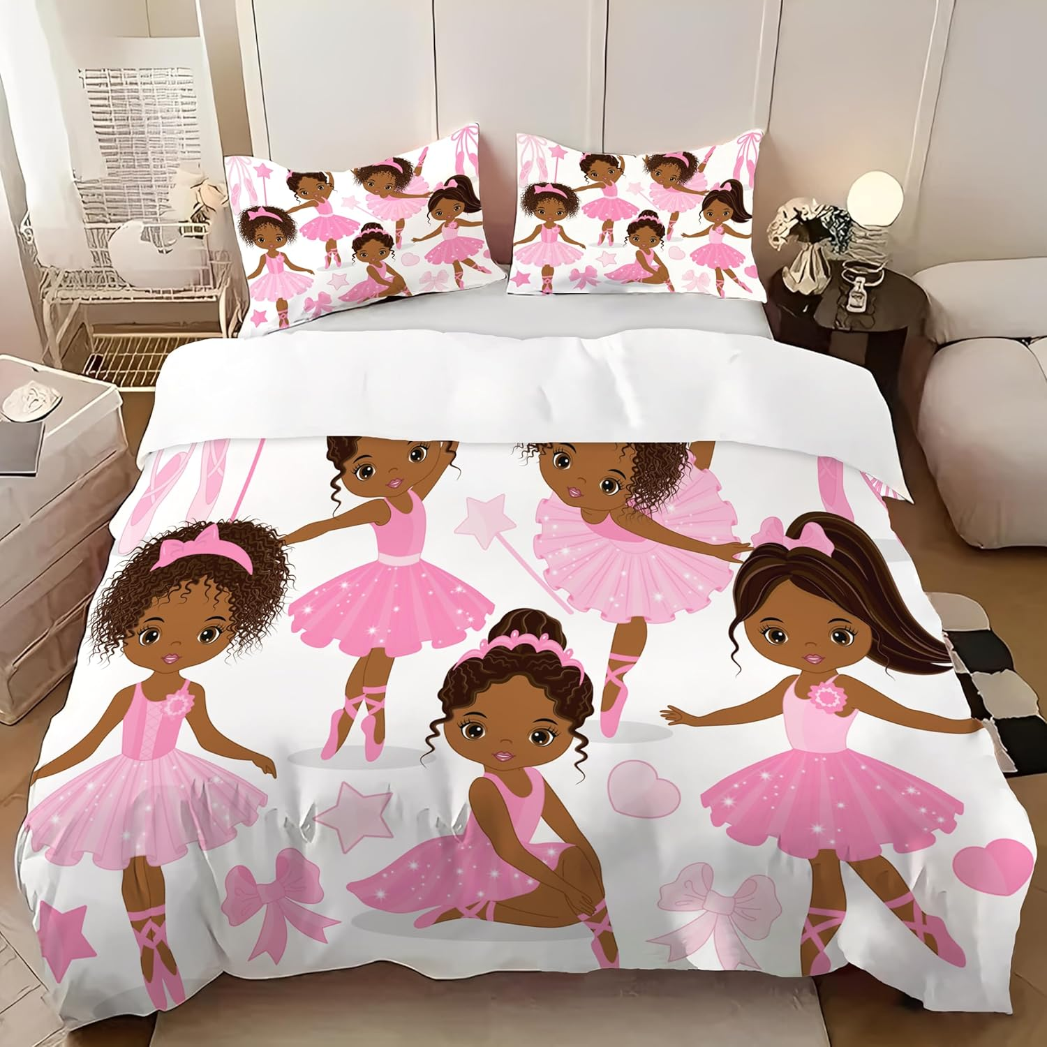 KXHHYB Black Girls Bed Linen 220 X 240 Cm, Pretty American African Black Girl Magic Purple Bed Linen Comforter Cover Set Microfibre Soft 3 Pieces (B, 220 X 240 Cm)