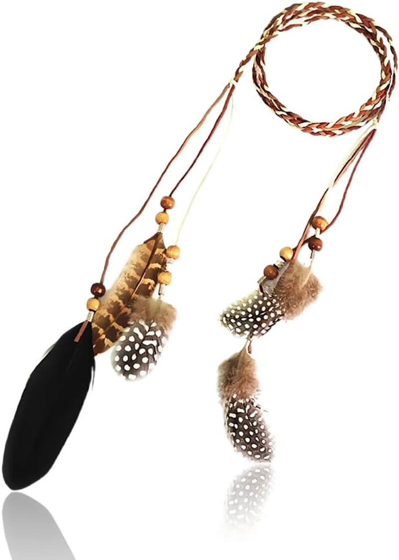 ZORVUJI Indian Headdress Women'S Feather Headband - Hippie Boho Headband for Fancy Dress, Cosplay and Parties image number 5