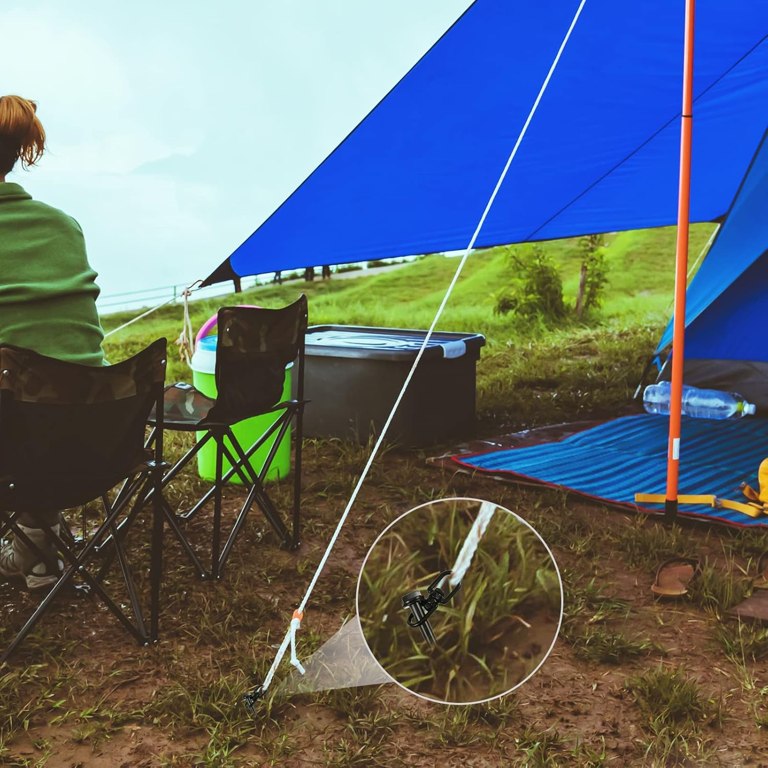 6 Pcs 12" Ground Anchors Heavy Duty Ground Stakes for Swing Set Ground Anchors Screw Kit Earth Anchors for Canopy Camping Tent Sheds Car Ports Trampoline image number 4