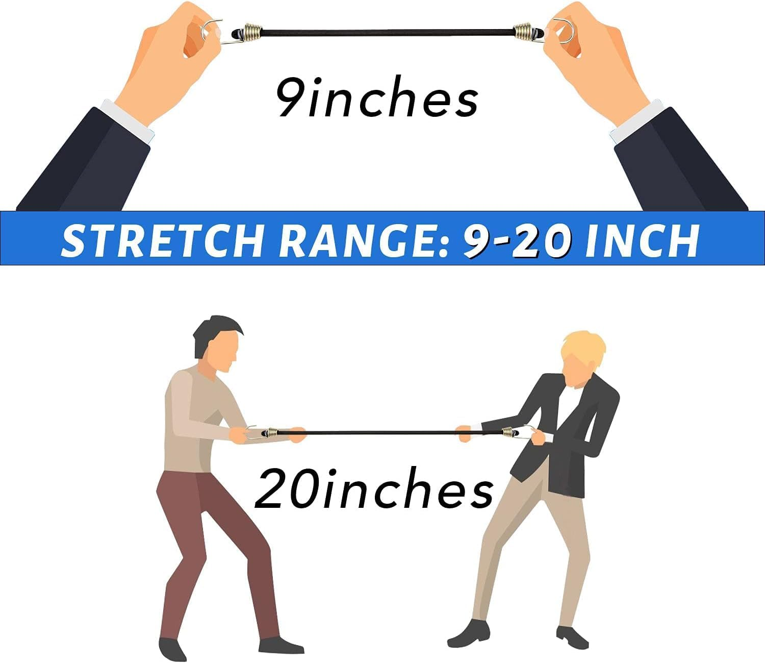 15Pcs Bungee Cords with Hooks, 9 Inch Rubber Small Black Bungee Cords with Carabiner Hooks for Camping, Bikes, Carrying and Organizing Things image number 1