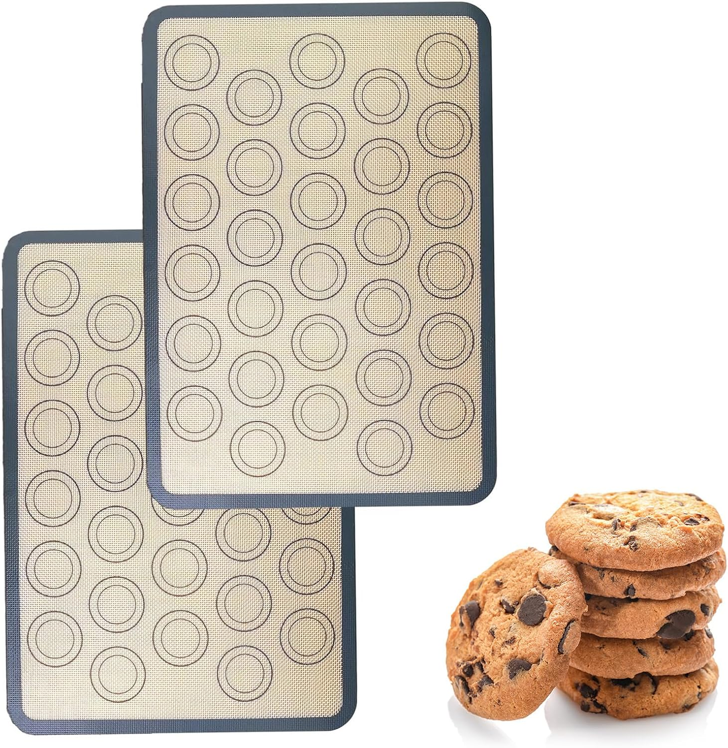 2PCS Macaron Baking Mat 42X29.5Cm Non-Stick Silicone Mat Non-Slip Mat Reusable Baking Set Baking Cooking Mat Accessories Suitable for Macaron Cake Bread Biscuits