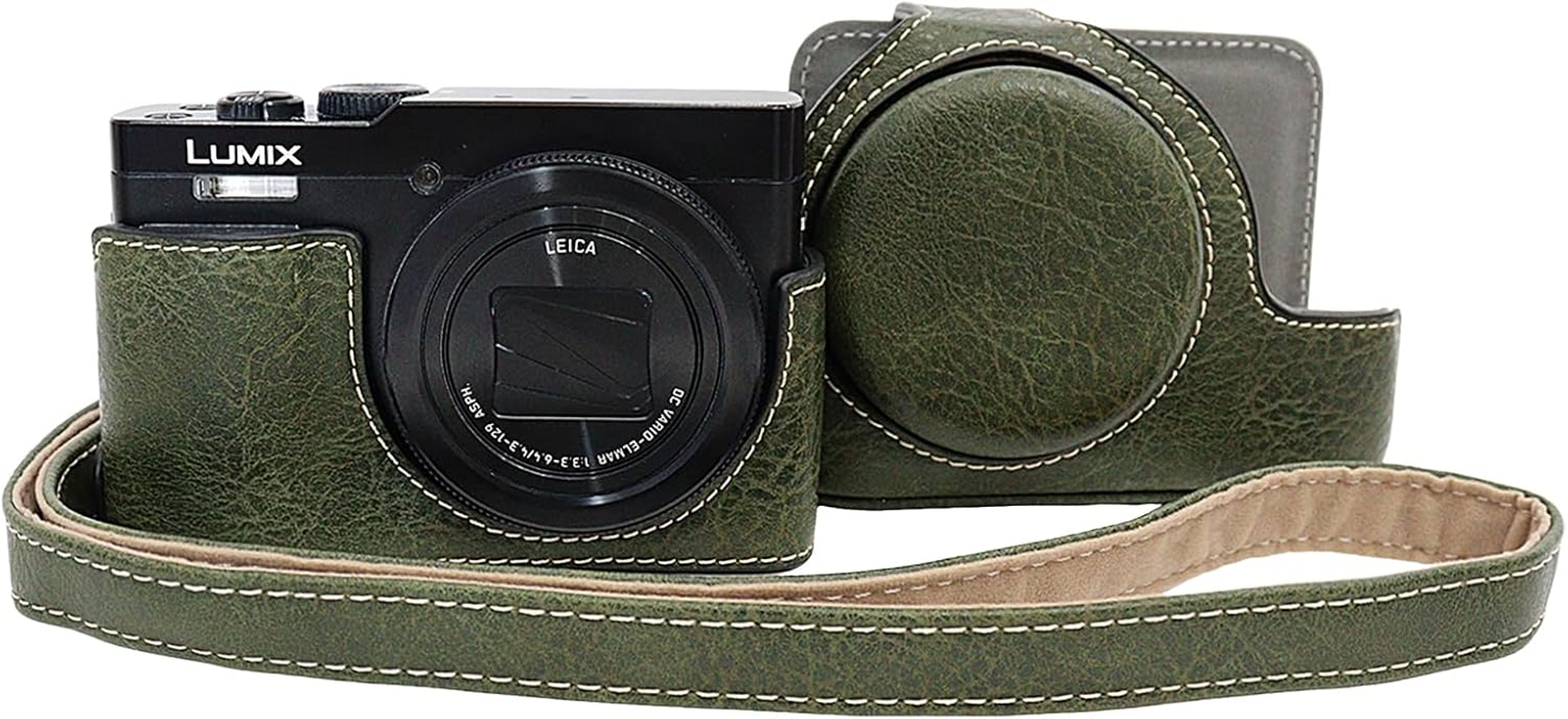 VOVMOEYA for Panasonic Lumix DC-TZ99/ZS99 Case - PU Leather Scratch-Resistant Cover for Lumix TZ99/ZS99 Case, with Removable Protective Cover, Adjustable Shoulder Strap