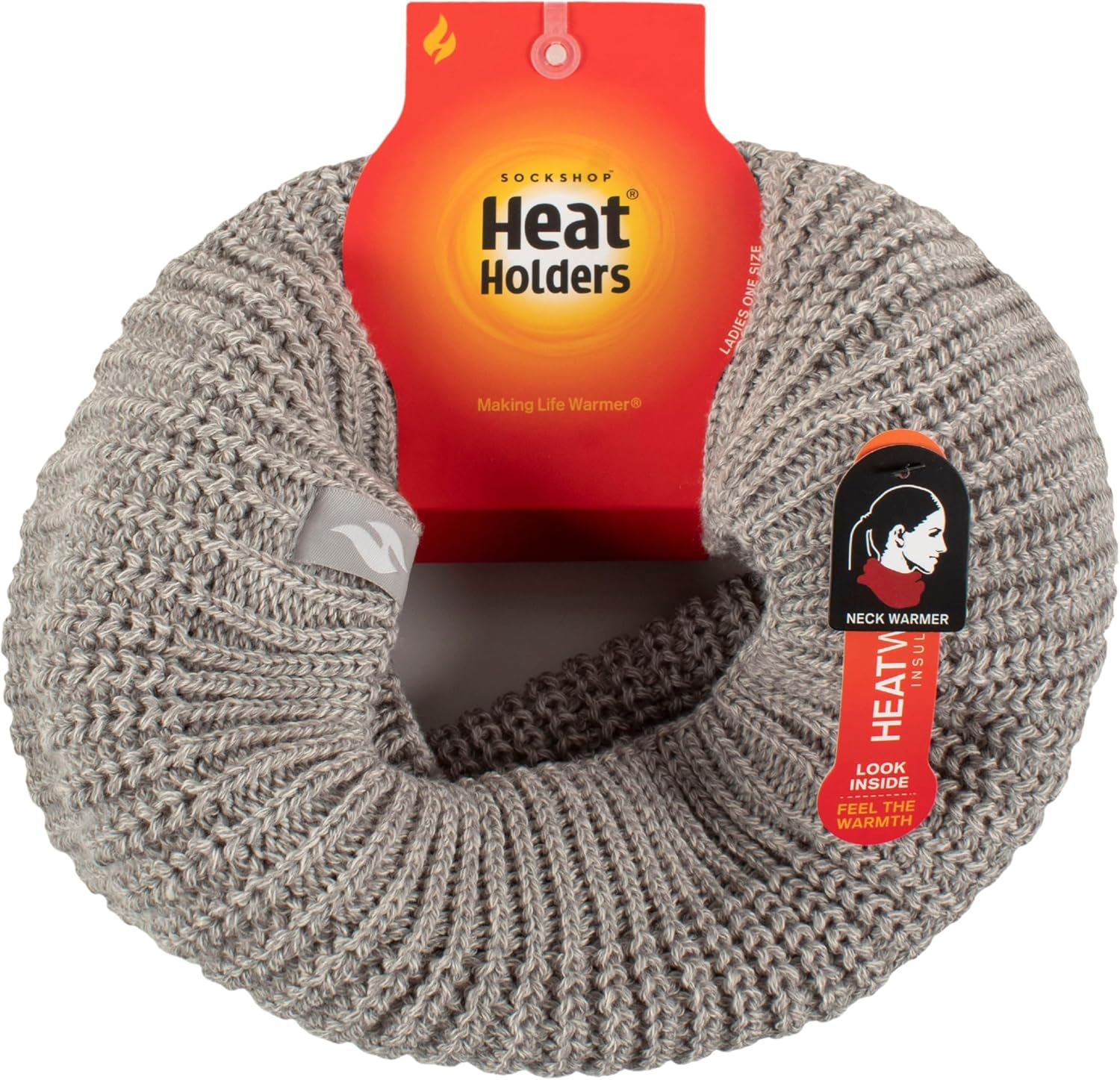 Heat Holders Winter Warm Thermal Boden Chunky Neck Warmer Womens One Size Light Grey image number 6