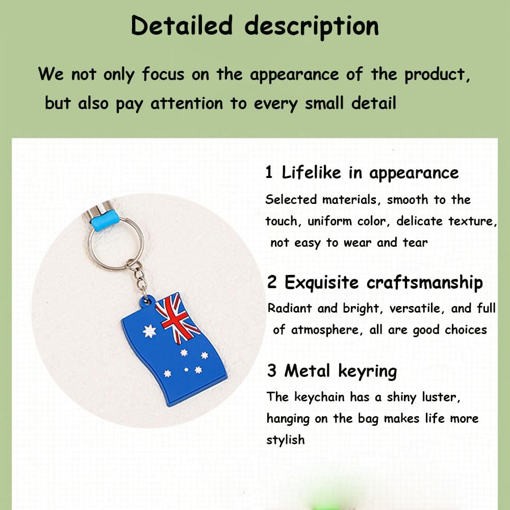 Lyhaogao 5Pcs Australian Flag Key Chain,Cute Soft Rubber Keyring Pendant for Backpack, Handbag Decor, Lightweight Durable Country Themed Accessory,For Travel and Everyday Use image number 5