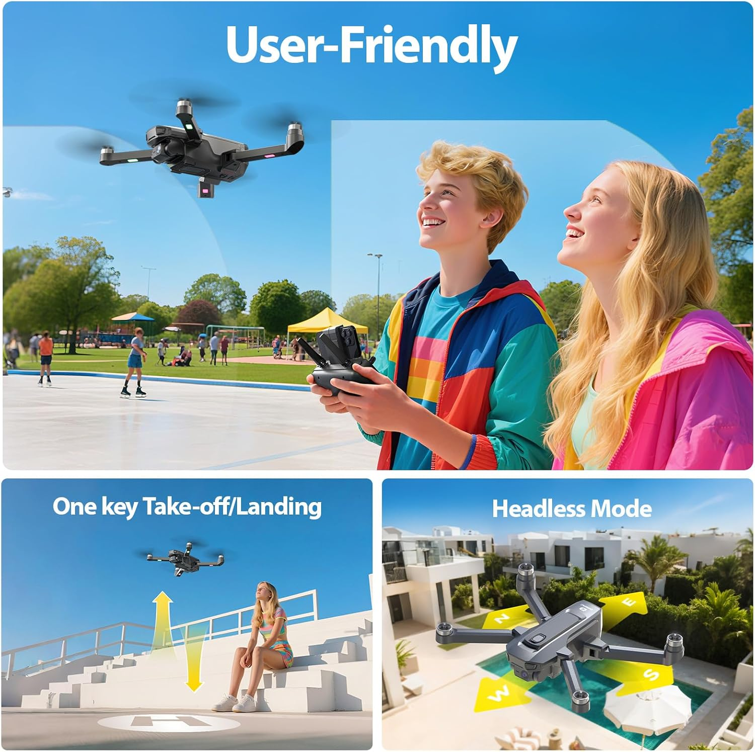 DEERC Drone with 1080P Camera for Adults with 5G Transmission, Foldable RC Quadcopter Small Drone Toys, Brushless Motor, Altitude Hold, 3D Flips, 2 Batteries image number 1
