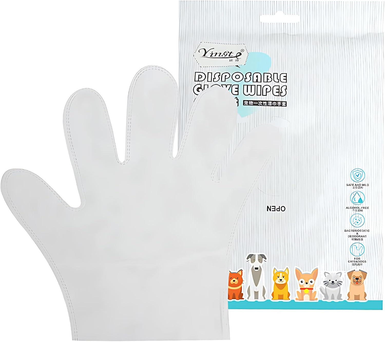 CHEUNGHAO 10 Count Pet Cleaning Gloves &ndash; No Rinse Grooming Wipes for Dogs & Cats &ndash; Cleaning Gloves for Fur, Face, Ears, Paws and Eyes &ndash; Deodorizing,Waterless Pet Bath Wipes for Easy Grooming and Care image number 5