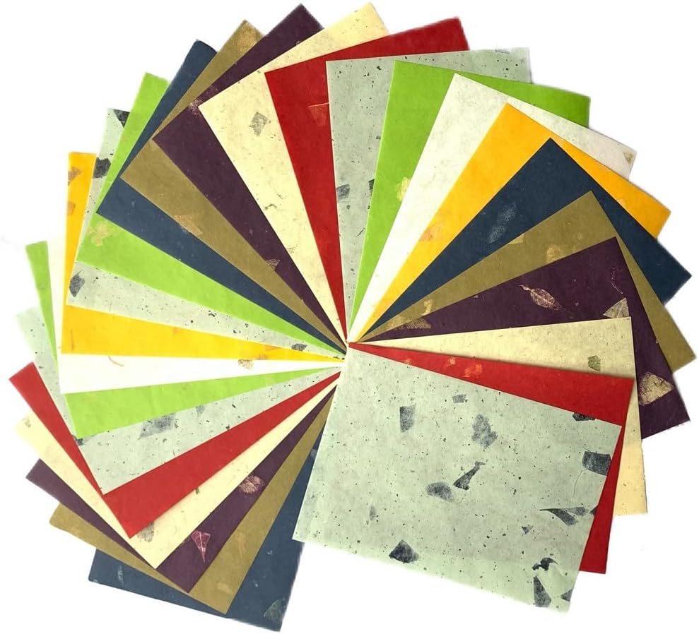 50 Sheets A4 Natural Fiber Mulberry Tree Mulberry Paper Sheets Art Tissue Washi Paper Design Craft Art Origami Suppliers Card Making DIY Crafts (Wedding Tone, A4)