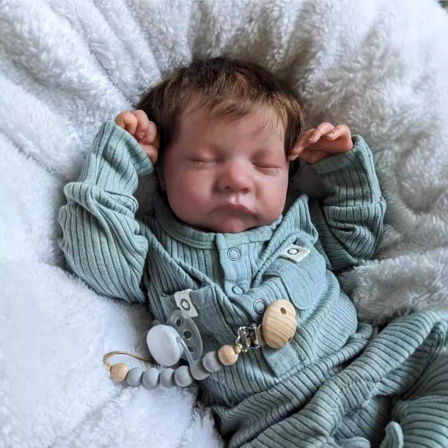 Sleeping Reborn Baby Doll, 22 Inch Lifelike Baby Doll Boy, Realistic Newborn Handmade Reborn Dolls That Look Real, Vinyl Weighted Gift Set for Boys Age 3+ image number 5