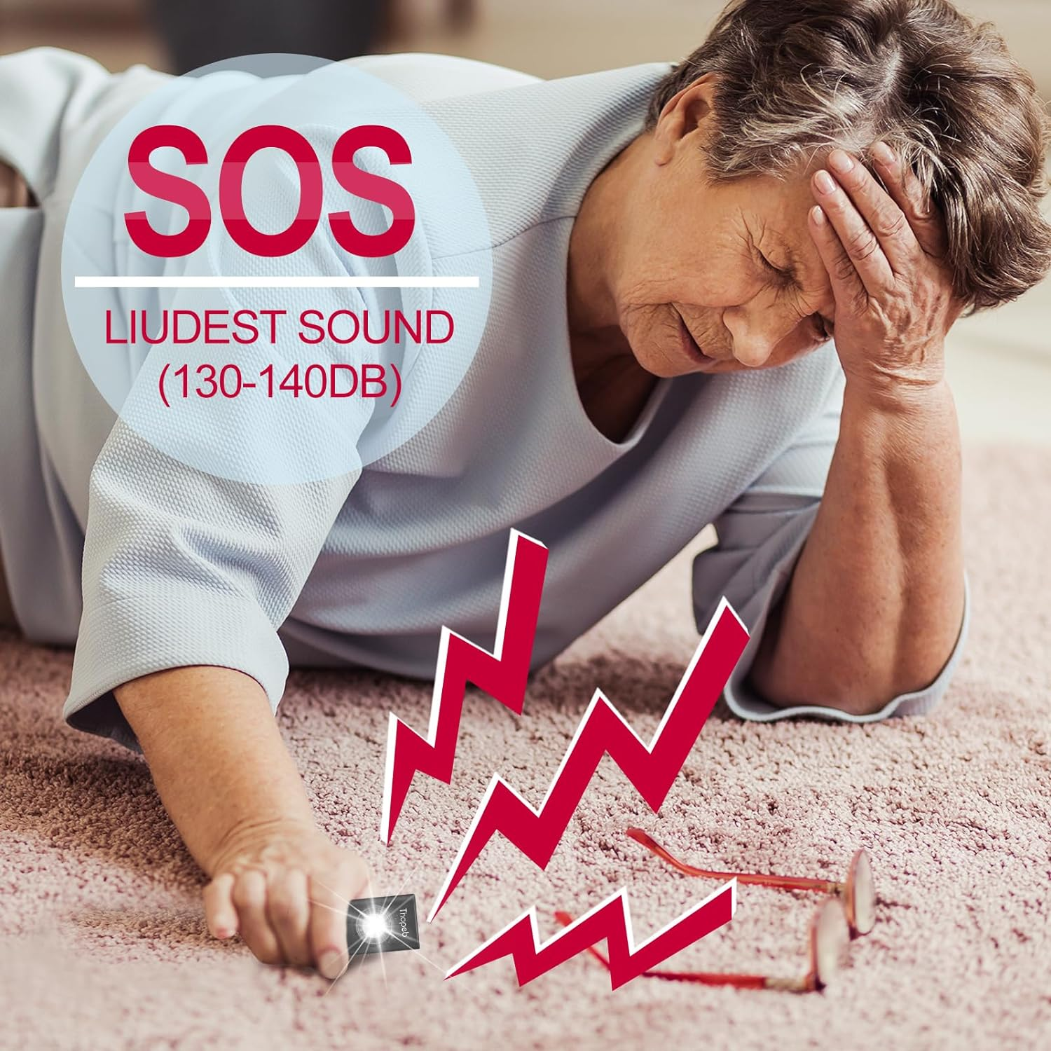 Thopeb&ndash; Personal Safety Alarm for Women&ndash;135Db Siren, Strobe Light and Rechargeable - Safety Alarm Keychain for Women (Charcoal)