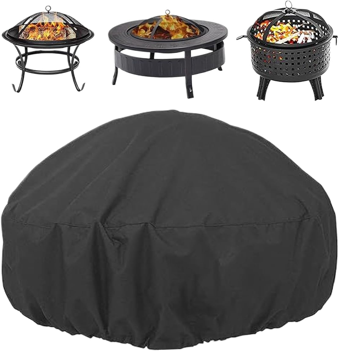 Cover for Fire Pit | Windproof Weatherproof,Fire Pit Cover Dust-Proof Fade-Resistant,For Sunlight Snow Leaves Debris Grilling Barbecue Cooking Burning Bonfire