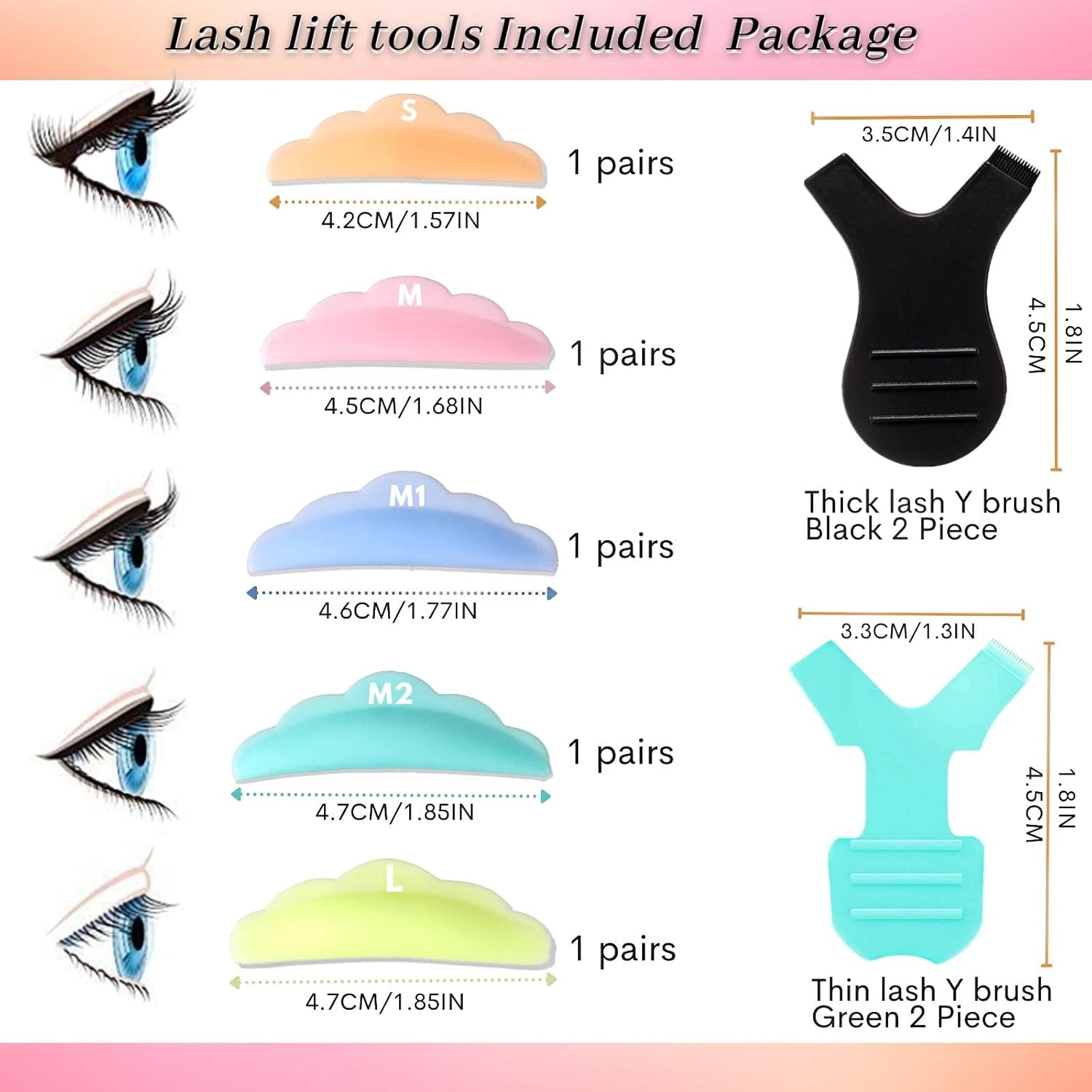 Liber Beauty Lash Lift Pads,Diy Eyelash Lift Pads,Eyealsh Perm Rods,Lash Lifting at Home 10 Pcs Eyelash Curler Pads 5 Size SMM1M2L Reusable Soft Silicone Shields (Colorful-Lift Pads(5Pair)) image number 1