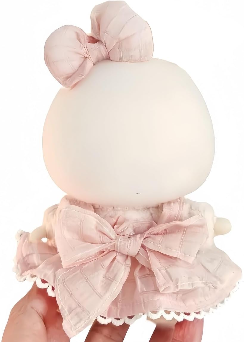 Doll Clothes Compatible with 15Cm & 17Cm Labubu Fashion Doll Outfit Set 2 Pieces Suitable for La Bubu Accessories, Dress up Skirt for Labubu Doll (Pink)