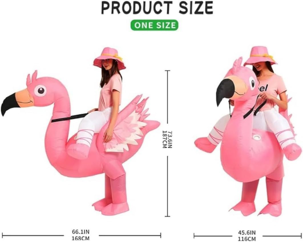 Inflatable Adult Flamingo Costume Riding on Flamingo Air Blow up Funny Fancy Dress Party Halloween Costume for Adult image number 1