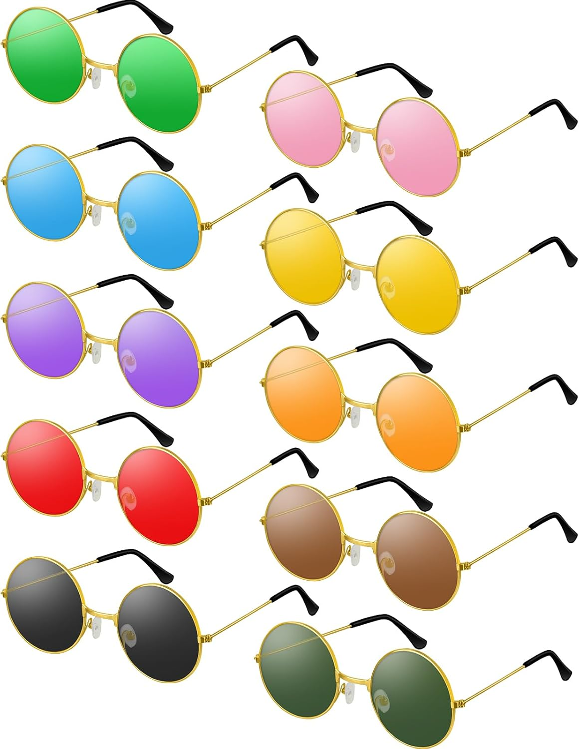4/8/10/12/20/28 Pairs Hippie Sunglasses round Hippie Glasses 70S Party Decorations Multicolored Glasses for Women