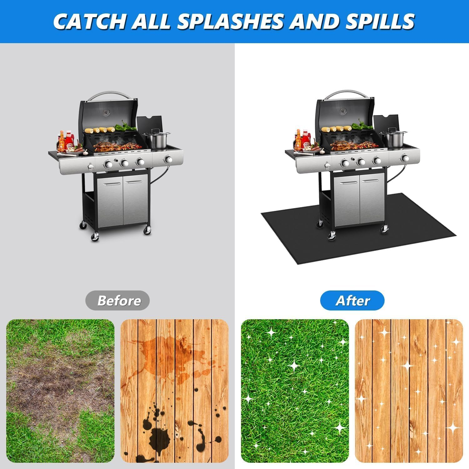 Non-Stick Grilling Mat for Outdoor Grill, Waterproof BBQ Grill Mat, Large Barbecue Insulation Mat, Easy to Clean BBQ Baking Pad, Flame-Retardant Mat for Gas Grill Charcoal Electric Grill (39X72 INCH) image number 6