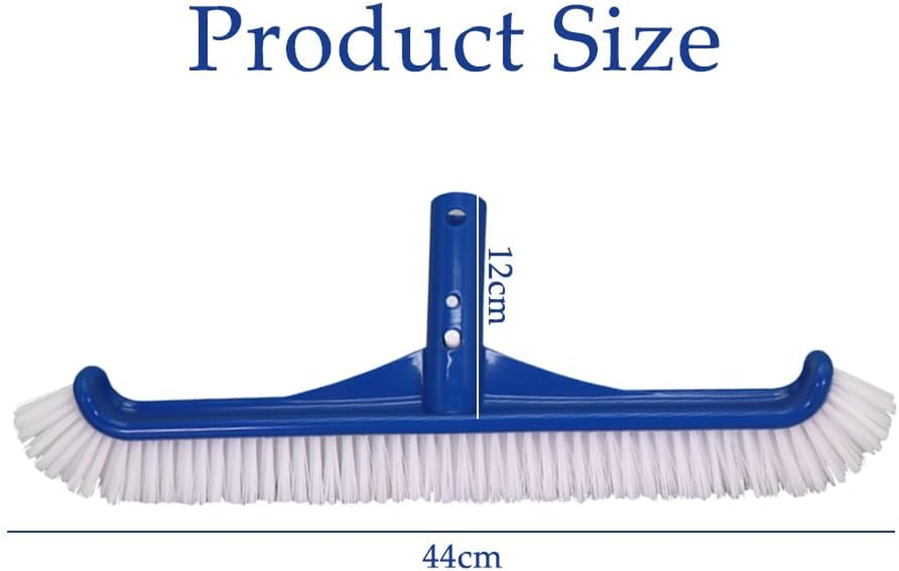 2Pcs Pool Brush Head, 17.5 Inch Nylon Bristles for Pool Floor and Walls Cleaning, Attachment for Standard Pools Poles with Clip image number 1