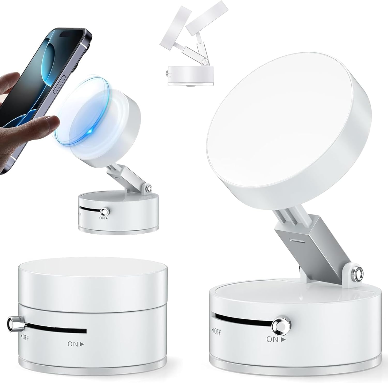 Foldable Magnetic Vacuum Phone Holder, 360&deg; Rotatable Suction and Retractable Cup Phone Mount for I-Phone 16/15/14/13/12 All Phones, Pink