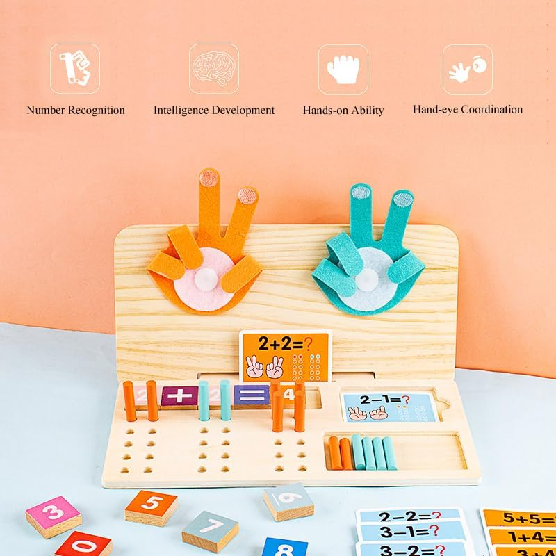 Montessori Toy for Toddlers 3-5, Wooden Finger & Stick Counting Board with Number Tracing, Colorful Number Blocks, Educational Math Toy for Kids Boys Girls, Preschool Learning Toy Ages 3 4 5 image number 1