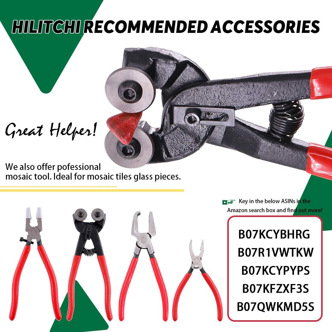 Hilitchi 1Lb 3 Colors Mosaic Tiles Assorted Stained Glass Mosaic Tile Glass Pieces Arts and Crafts Gifts, Ideal for Handmade Gift Mosaic Candle Holder- Red Green White Mosaic Tile