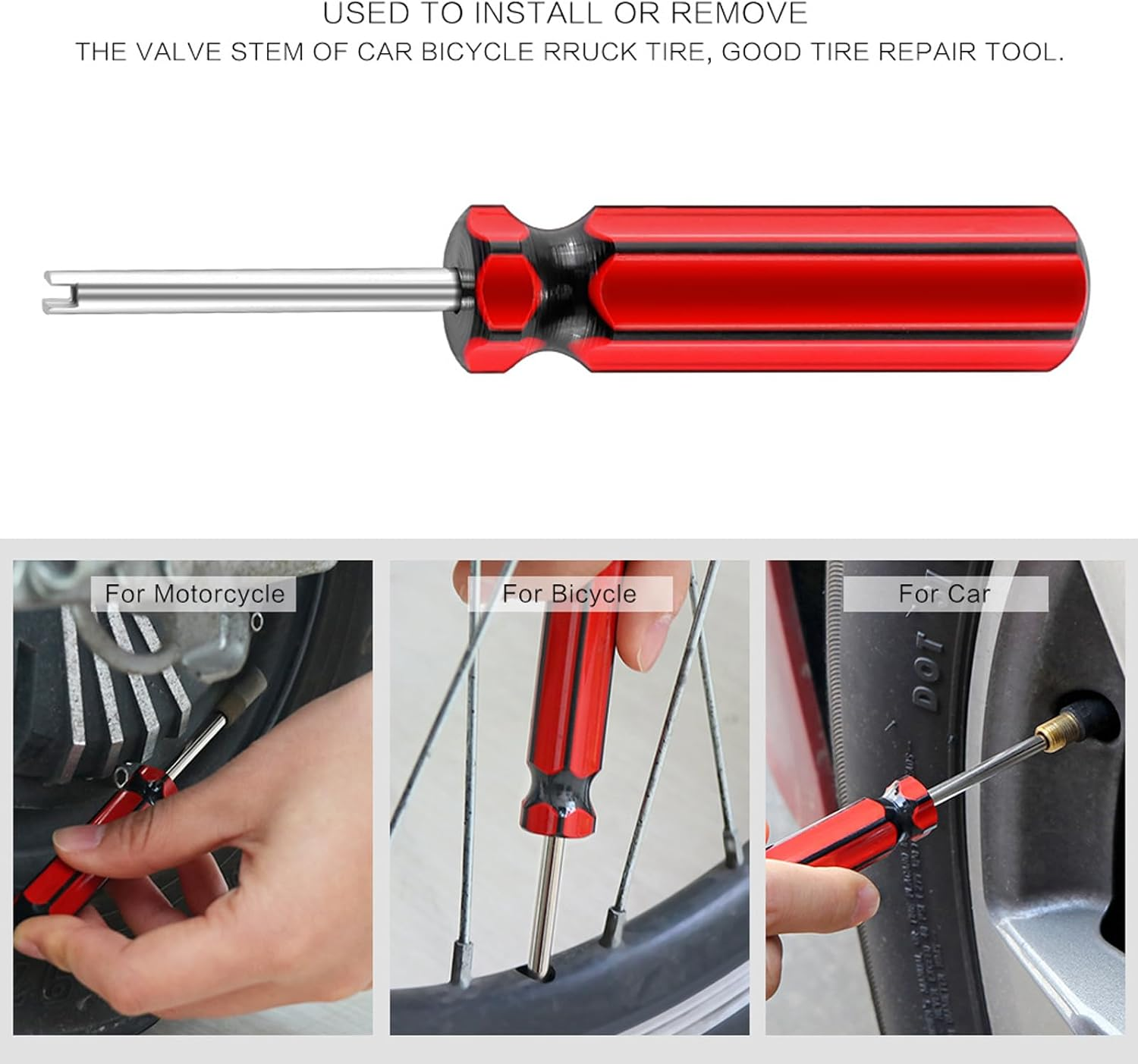 5 Pcs Car Valve Core Removal Tool, Car Motorcycle Truck Bike Screwdriver Valve Stem Removal Tool Single Head Valve Remover Installer Repair Tool Tire Valve Stem Core Remover with Plastic Handle